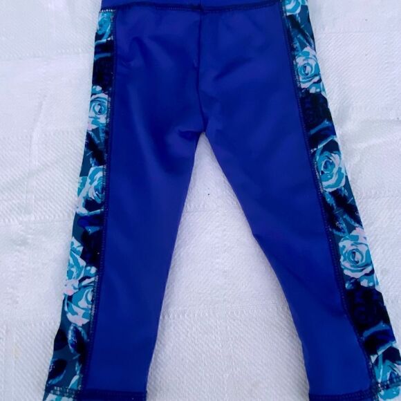 Billabong All Day Surfing Sun Protection Pants Blk W Blue Floral Down Leg 12 M - Picture 2 of 5